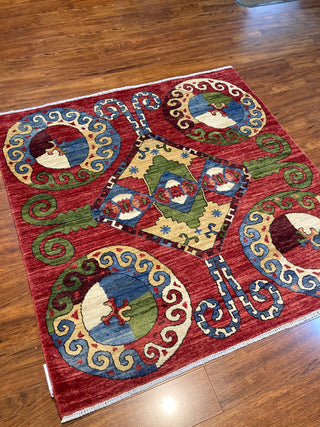 Afghan Tribal Turkestan Spirals Red