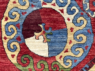 Afghan Tribal Turkestan Spirals Red
