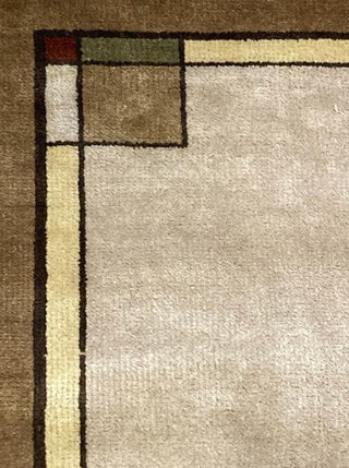 Ginkgo Oatmeal Border 8 Foot Runner. Reduced From $1240 To Only $495! OTHER SIZES AVAILABLE!