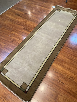 Ginkgo Oatmeal Border 8 Foot Runner. Reduced From $1240 To Only $495! OTHER SIZES AVAILABLE!