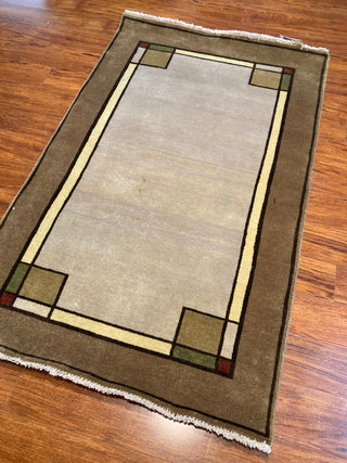 Ginkgo Oatmeal Border 4x6. Reduced From $1490 To $395! OTHER SIZES AVAILABLE!
