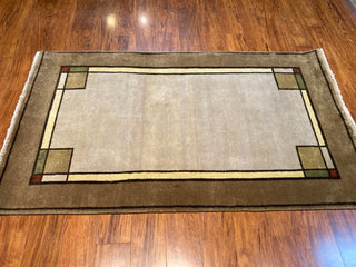 Ginkgo Oatmeal Border 4x6. Reduced From $1490 To $395! OTHER SIZES AVAILABLE!